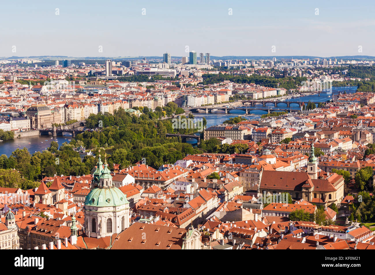 Tschechien, Prag, Stadtansicht, Blick über Kleinseite und Altstadt, Moldau, Moldau-Ufer, Brücken Stock Photo