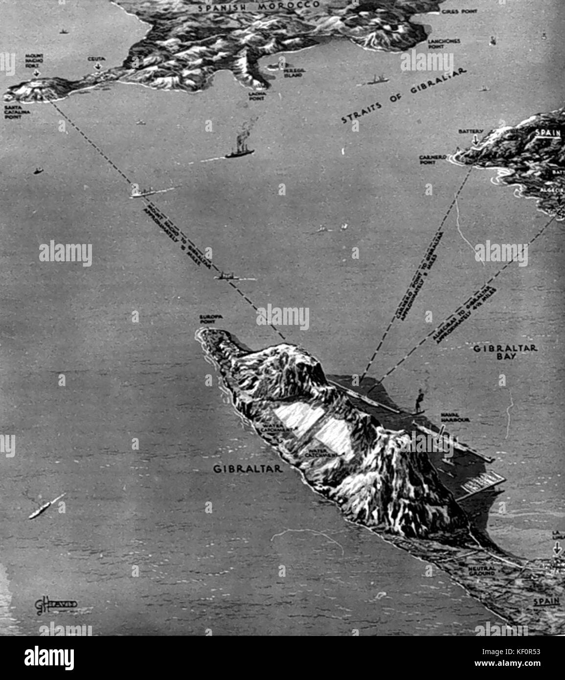 Map of Gibraltar in World War II Stock Photo Alamy