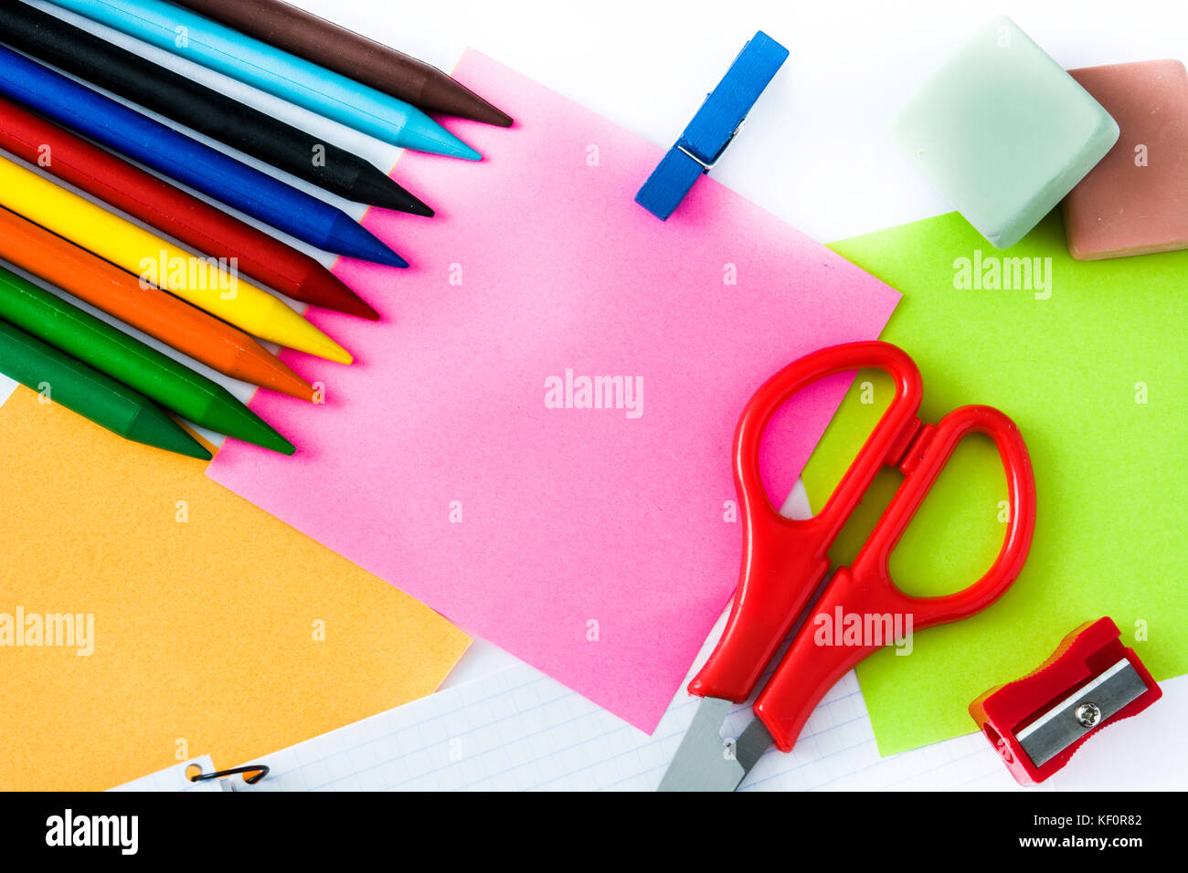 School supplies isolated on white background. Back to school concept ...