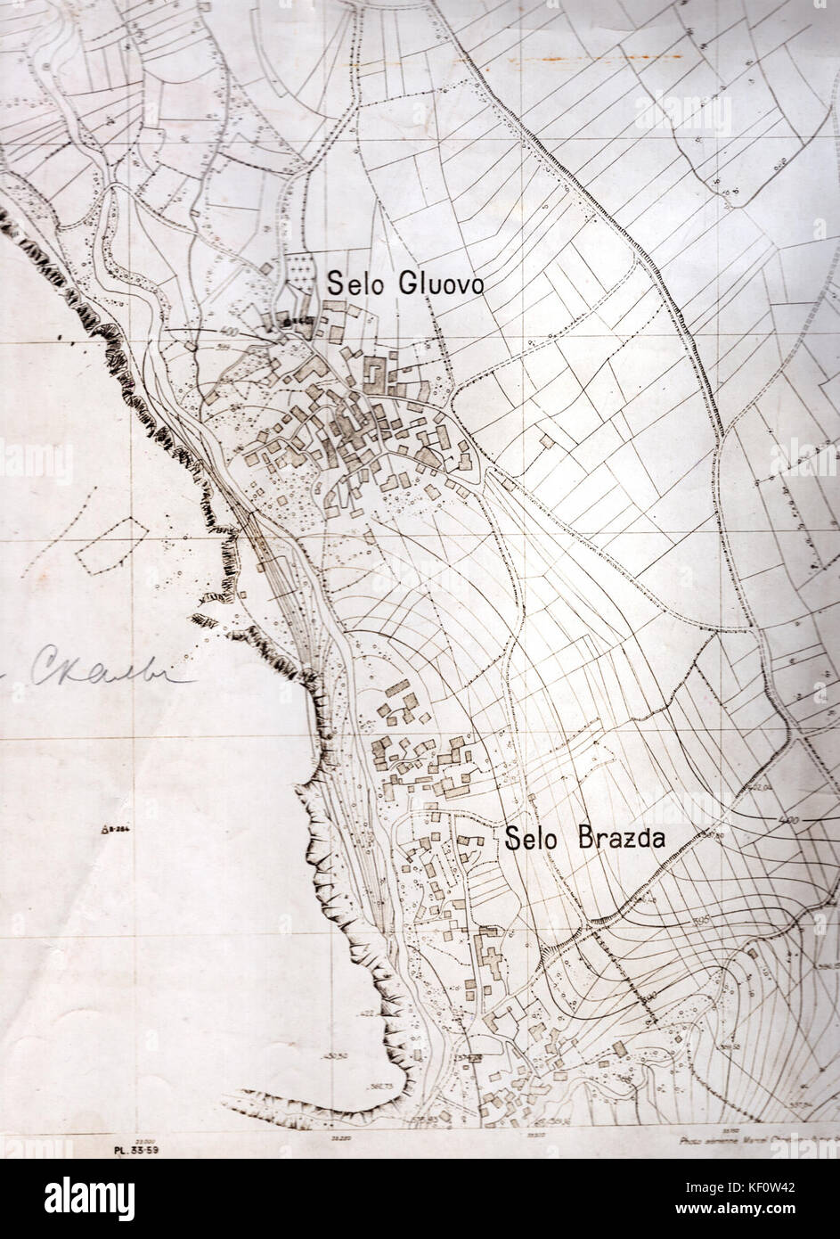 geodetska karta Geodetska karta na Gluvo i Brazda, 1930 te Stock Photo: 164132866  geodetska karta