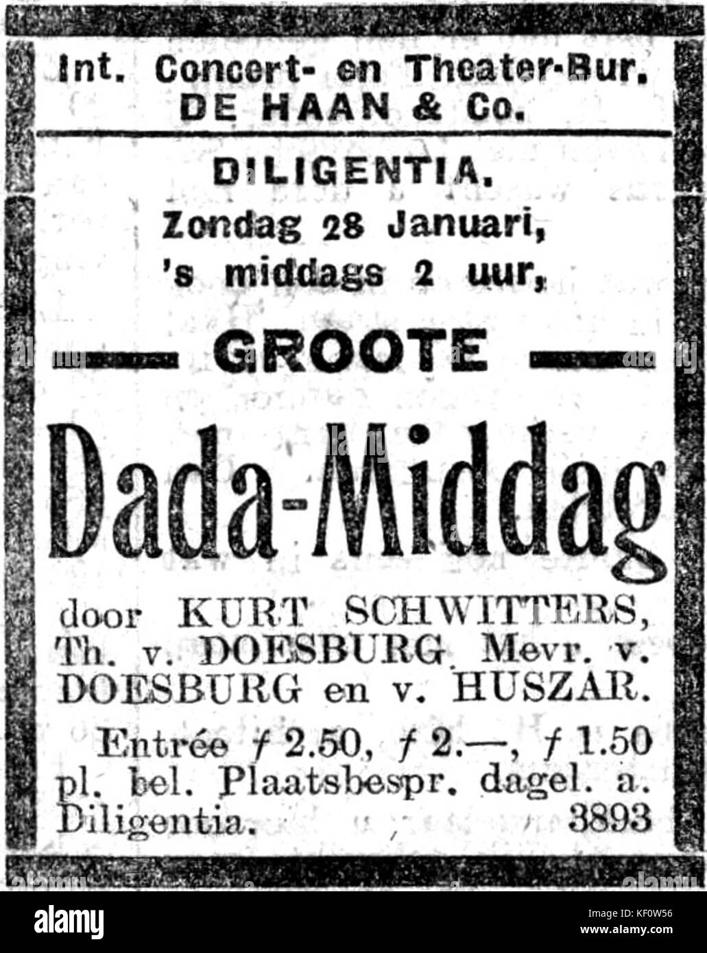 Haagsche Courant no 12253 advertisement Dada Middag Stock Photo