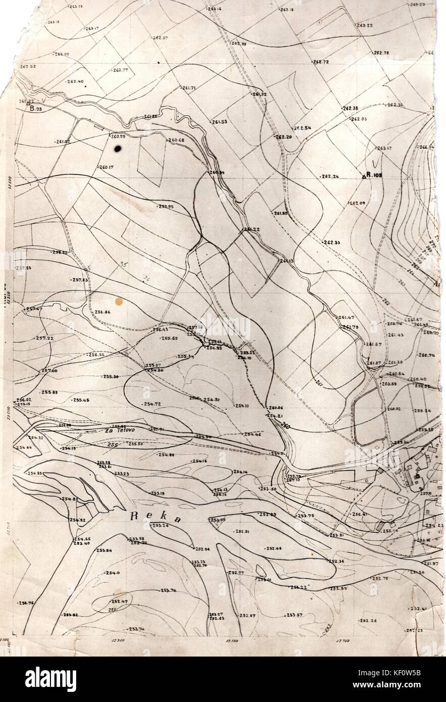 geodetska karta Geodetska karta na del od Skopje, 1930 te Stock Photo: 164132903  geodetska karta