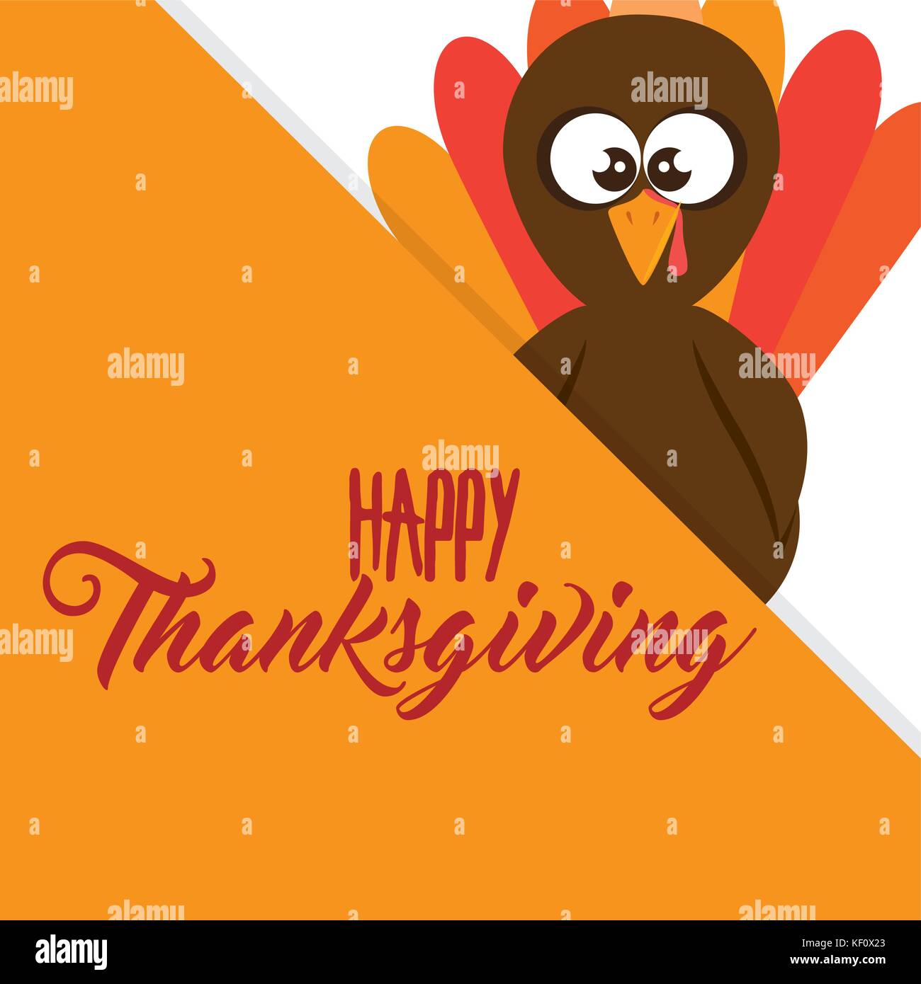 happy thanksgiving day turkey with autumn leaves vector illustration ...