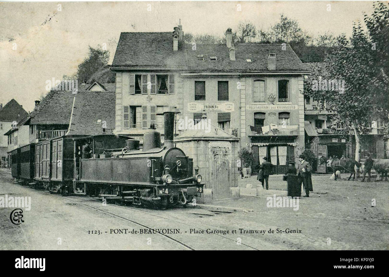 ER 1123   PONT DE BEAUVOISIN   Place Carouge et Tramway de St Genix Stock Photo