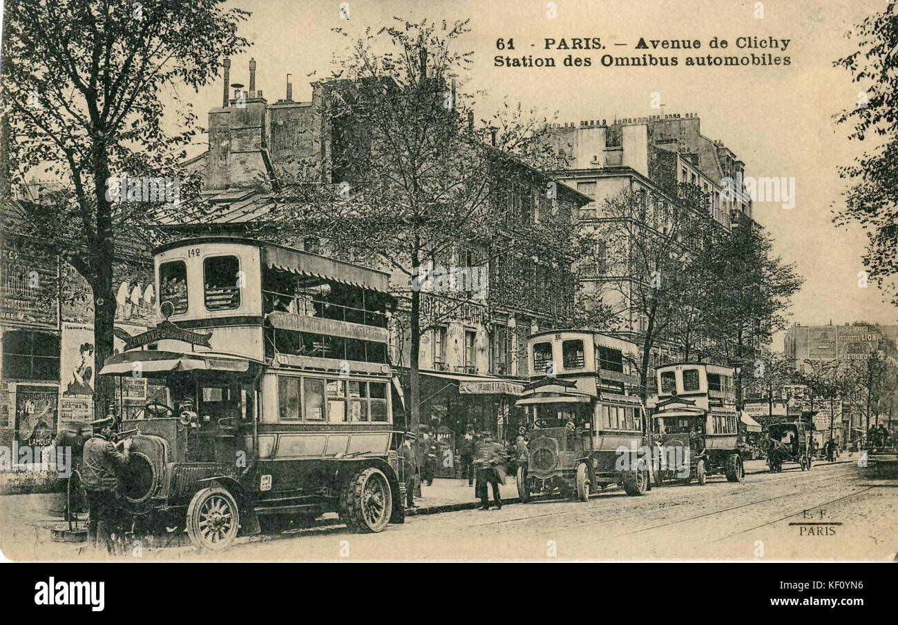 FF 61   PARIS   Avenue de Clichy   Station des Omnibus automobiles Stock Photo