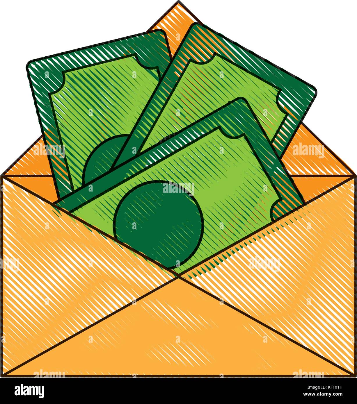 envelope with money bills icon over white background vector