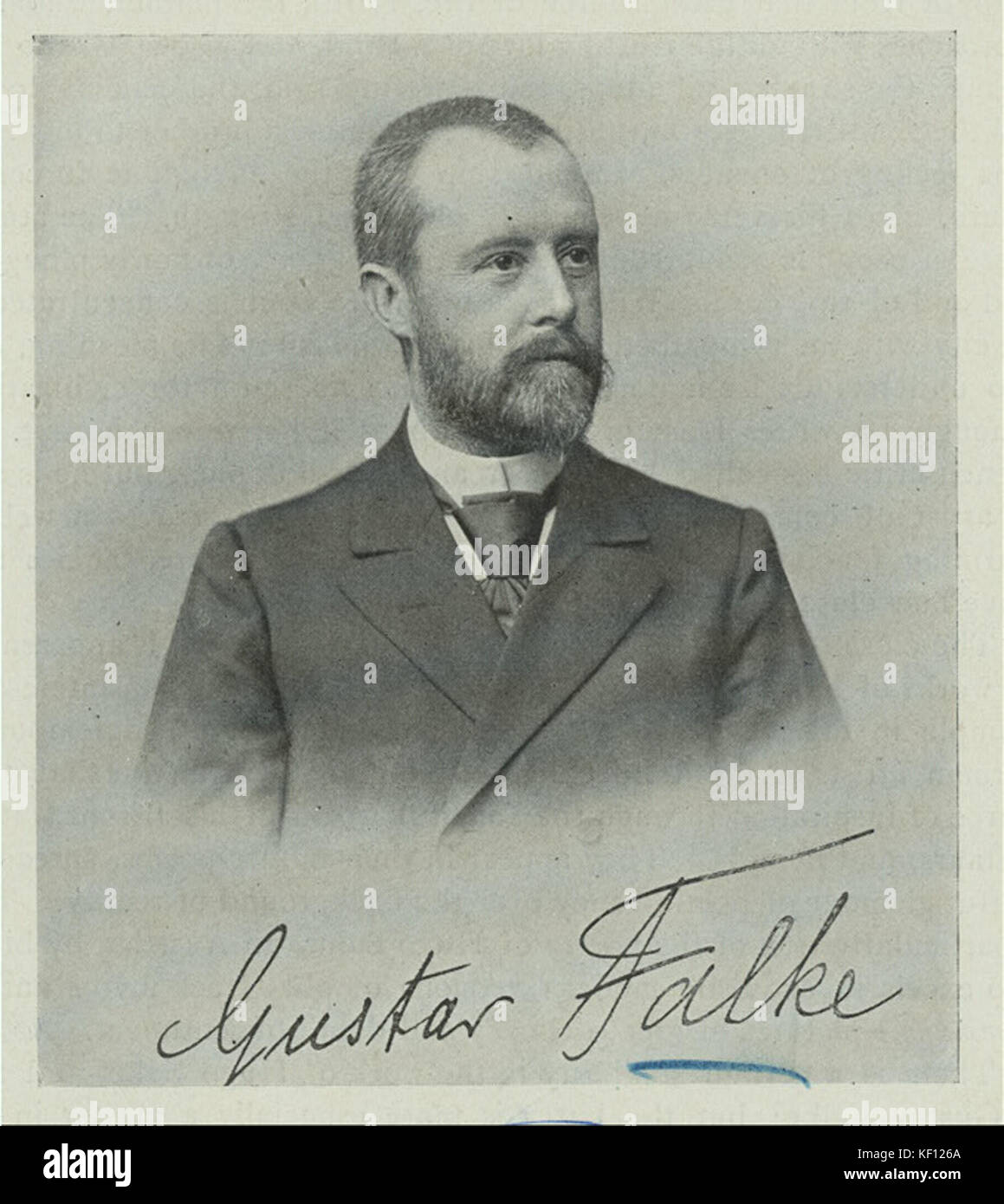 Gustav Falke, portrait & signature 2 Stock Photo
