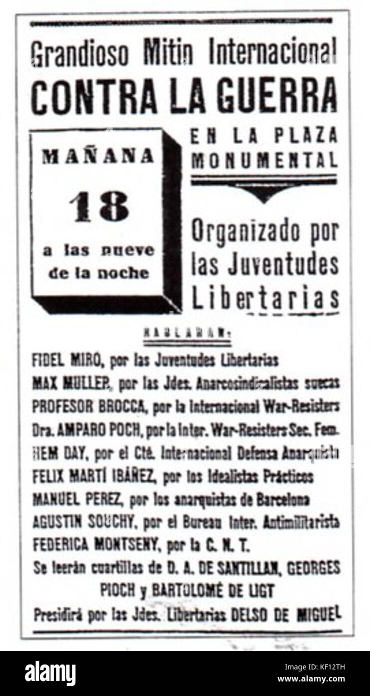 Mitin Contra La Guerra 1936 Stock Photo