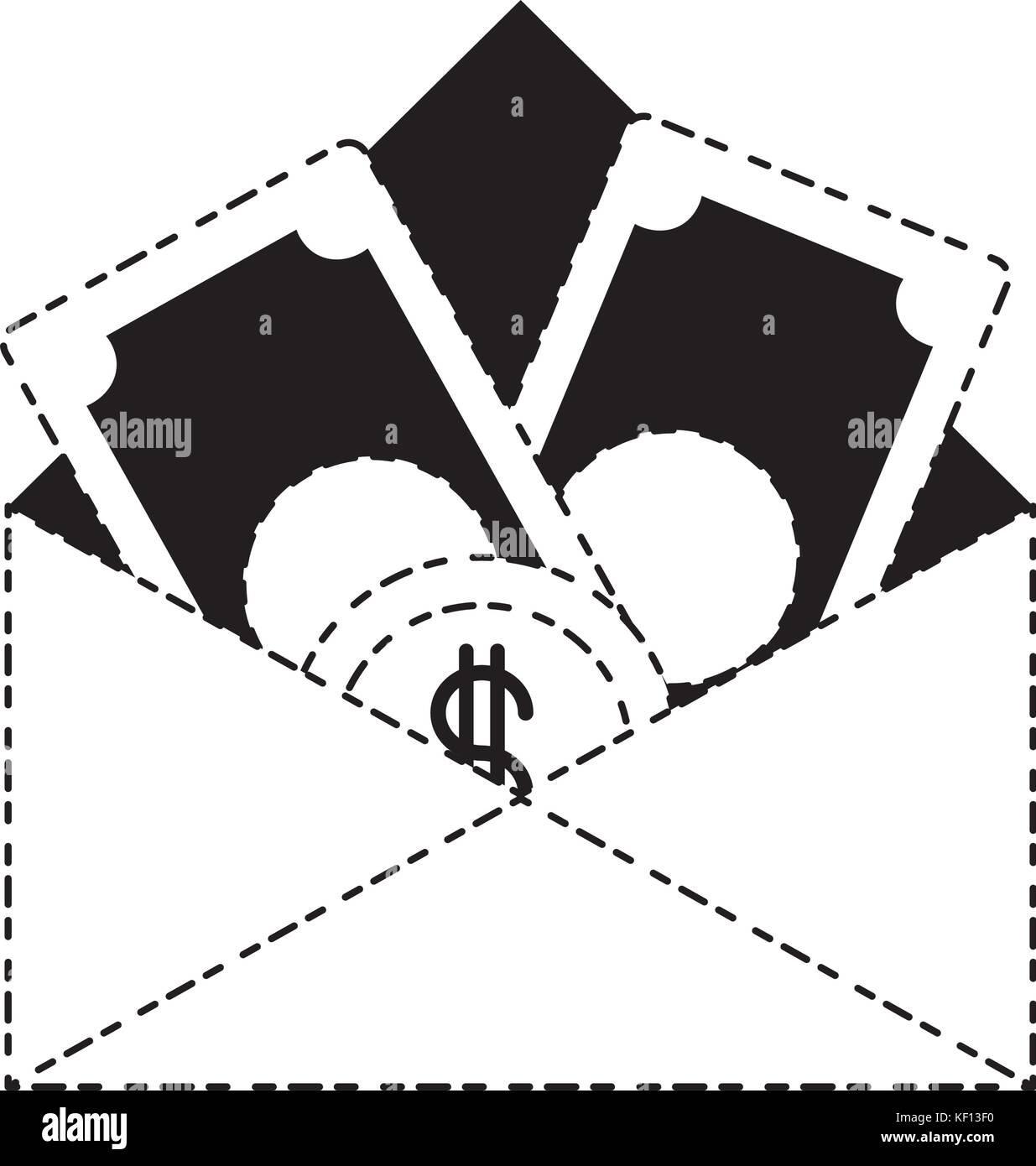 envelope with money bills icon over white background vector