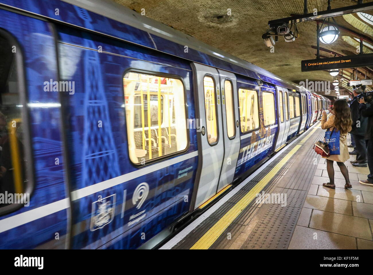 London Uk 25th Oct 17 The Launcing Of The Heart Of Russia Themed Train With Seven Carriages Featuring Facts About Soviet And Russian Achievements In Ballet Graphic Arts Literature Cinema Architecture Space