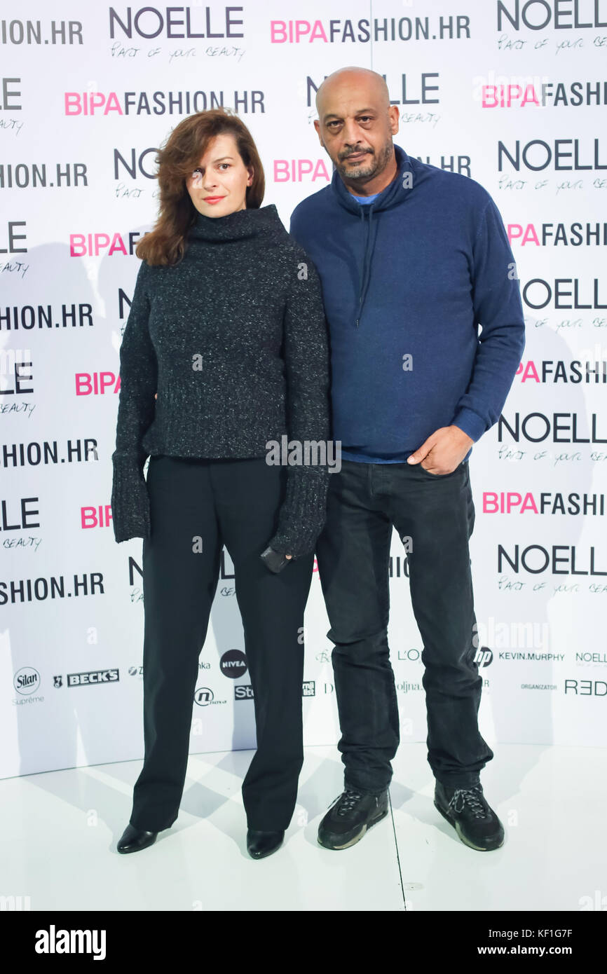 Zagreb, Croatia. 24th Oct, 2017.  Fames couple Hamed Bangoura and Kristina Bangoura on the Bipa Fashion.hr fashion show in Zagreb, Croatia. Credit: Goran Jakuš/Alamy Live News Stock Photo
