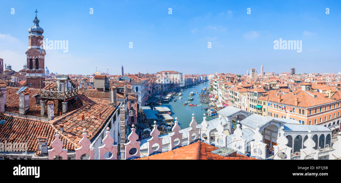 venice Italy venice Panoramic aerial view of grand canal venice rooftops venice skyline from the Fontaco dei Tedeschi department store  venice Italy Stock Photo