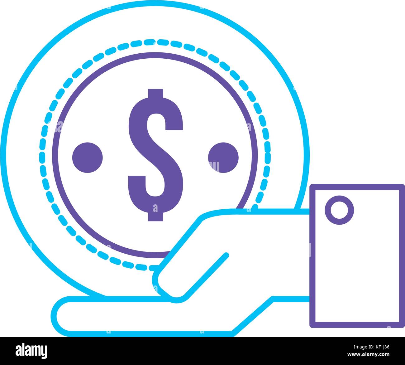 line businessman with coin cash money in the palm hand Stock Vector ...