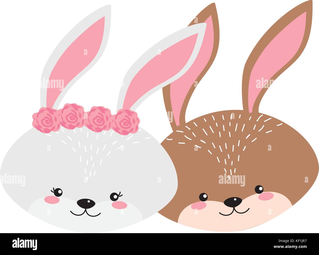 cute rabbit head animal couple together Stock Vector Image & Art - Alamy