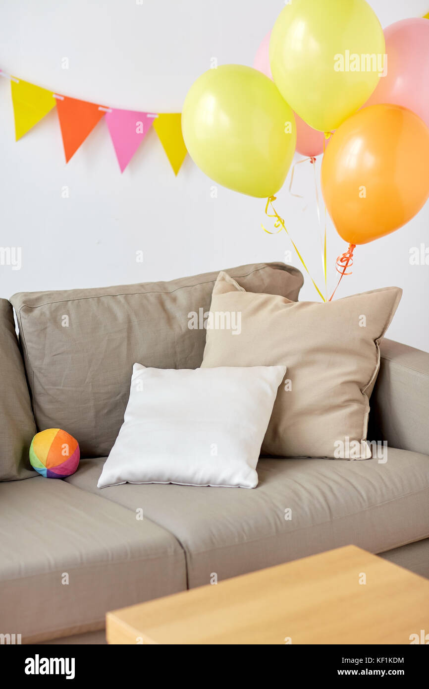 sofa at home room decorated for birthday party Stock Photo Alamy
