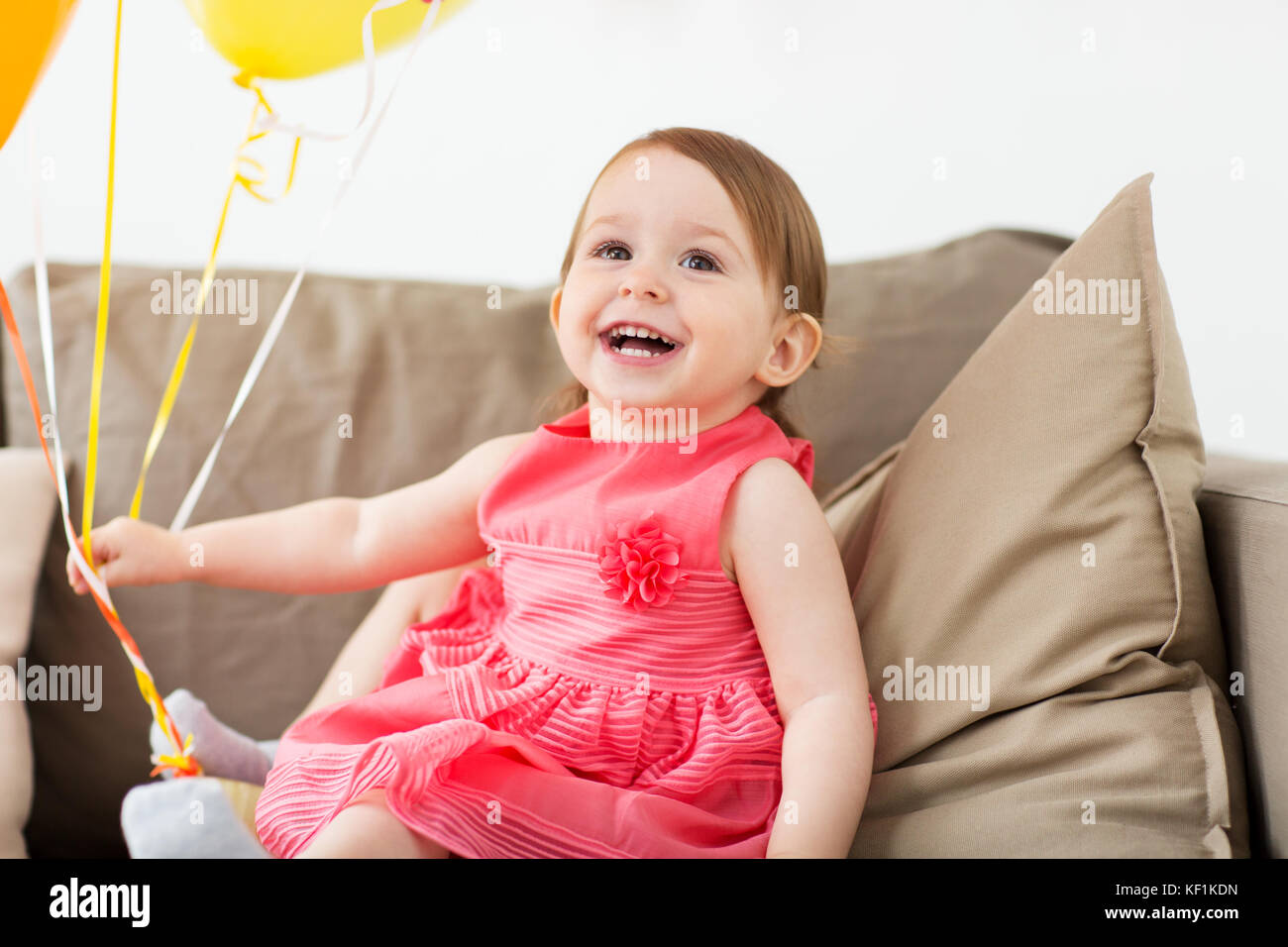 happy baby girl on birthday party at home Stock Photo - Alamy