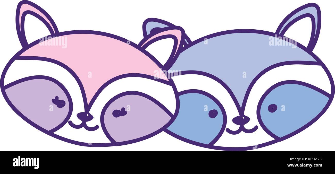 cute raccoon head animal couple together Stock Vector Image & Art - Alamy