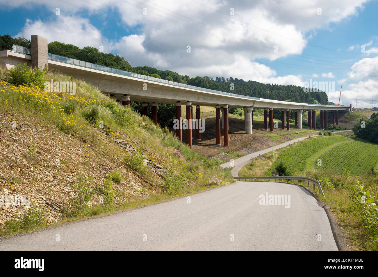 New highway bridge between highway connection point 46 Bestwig direction Grimmlinghausen and Nuttlar Stock Photo