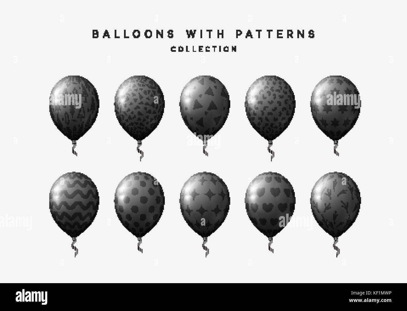 Set of black balloons isolated on white background Stock Vector Image ...