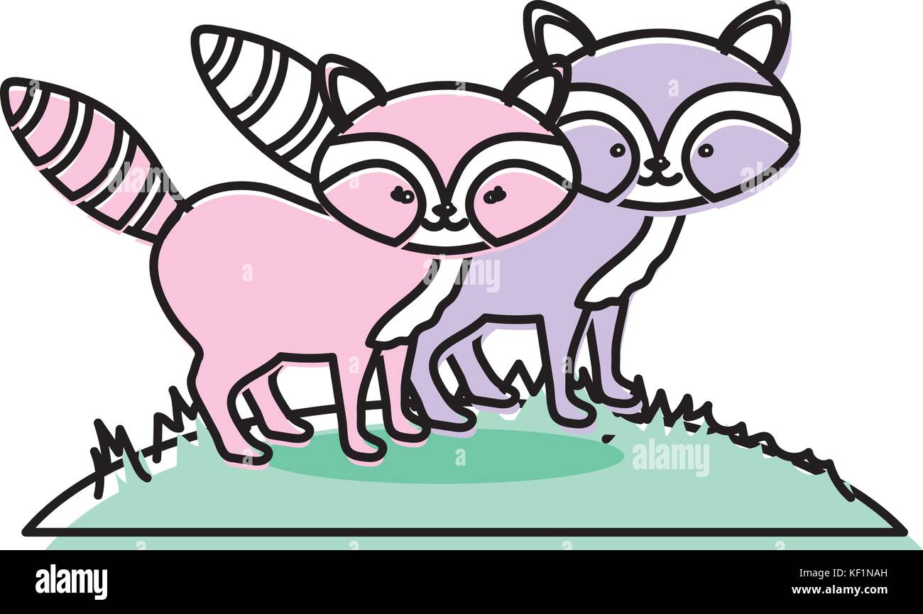 cute raccoon animal couple together Stock Vector Image & Art - Alamy