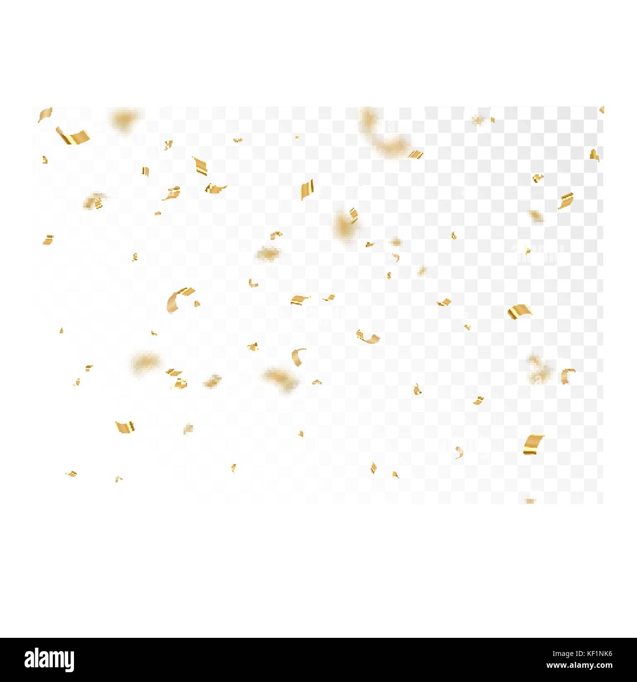 Falling shiny golden confetti isolated on transparent background ...