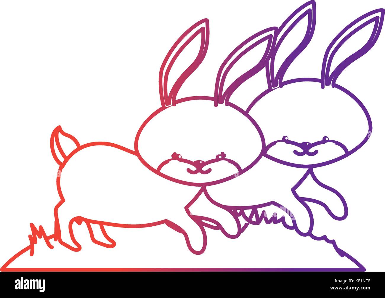 line cute rabbit animal couple together Stock Vector Image & Art - Alamy