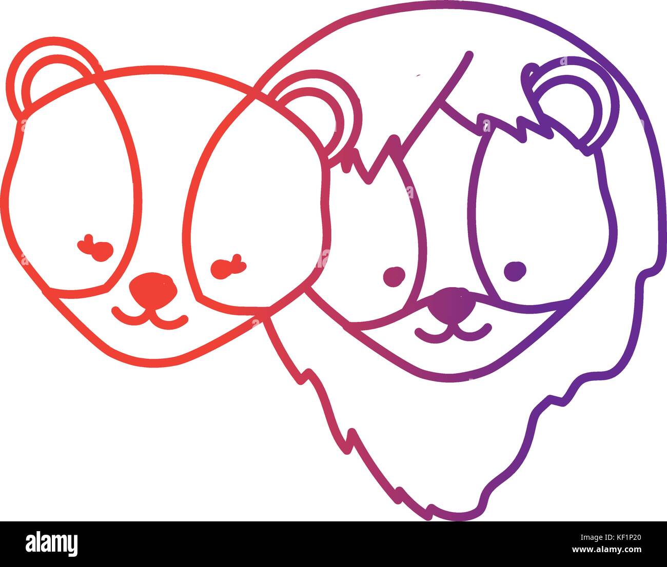 line cute lion head animal couple together Stock Vector Image & Art - Alamy