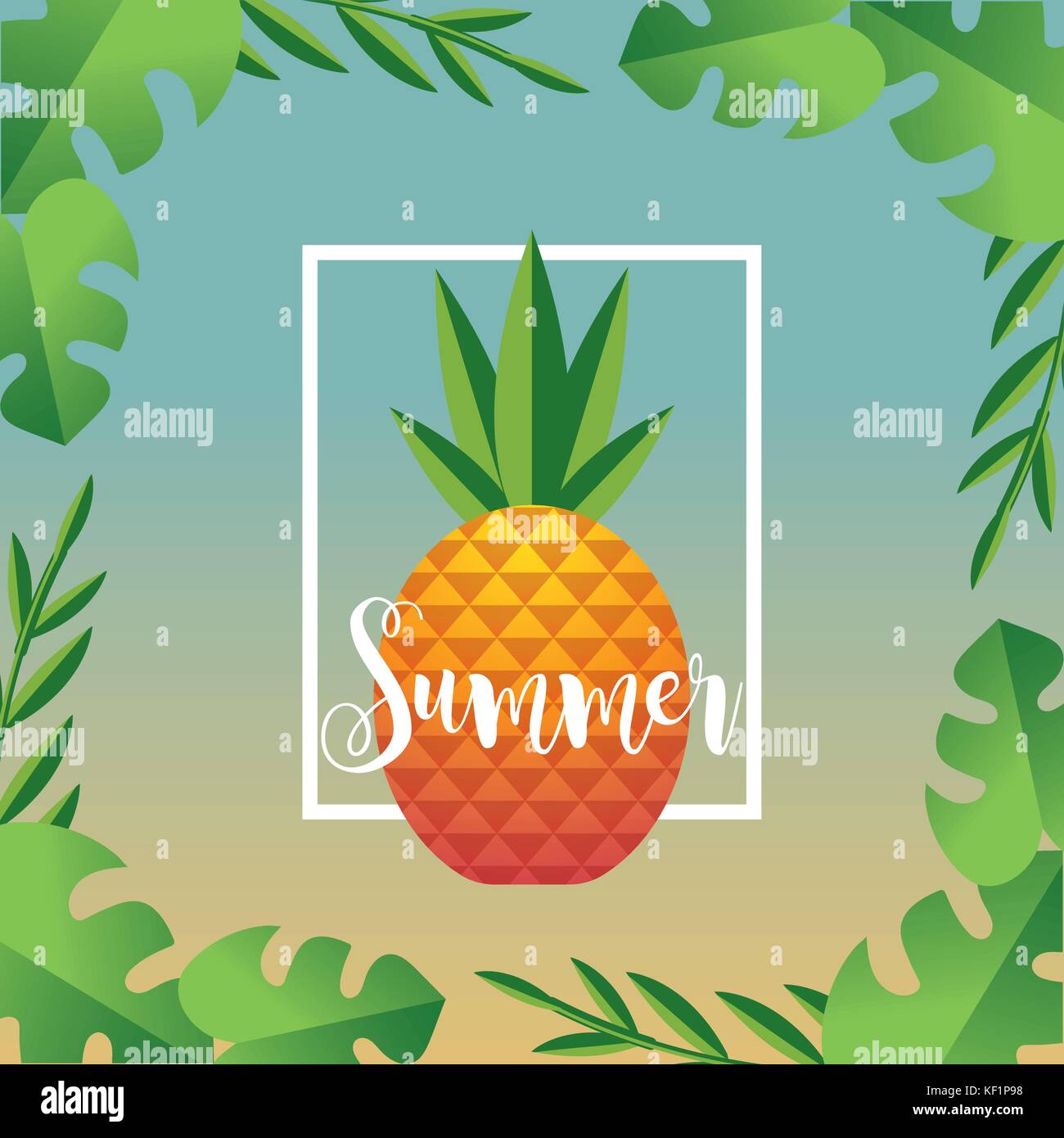summer vacation with tropical pineapple fruit Stock Vector Image & Art ...
