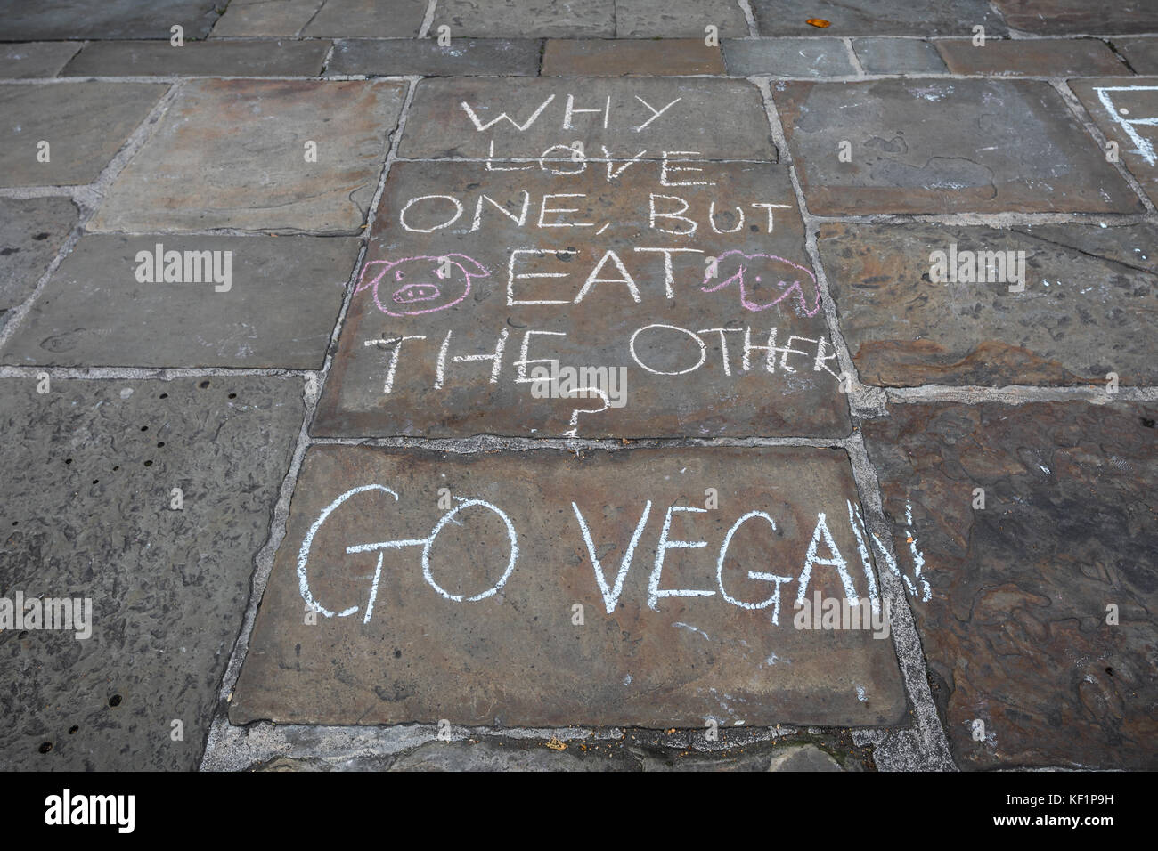 Go vegan graffiti Stock Photo