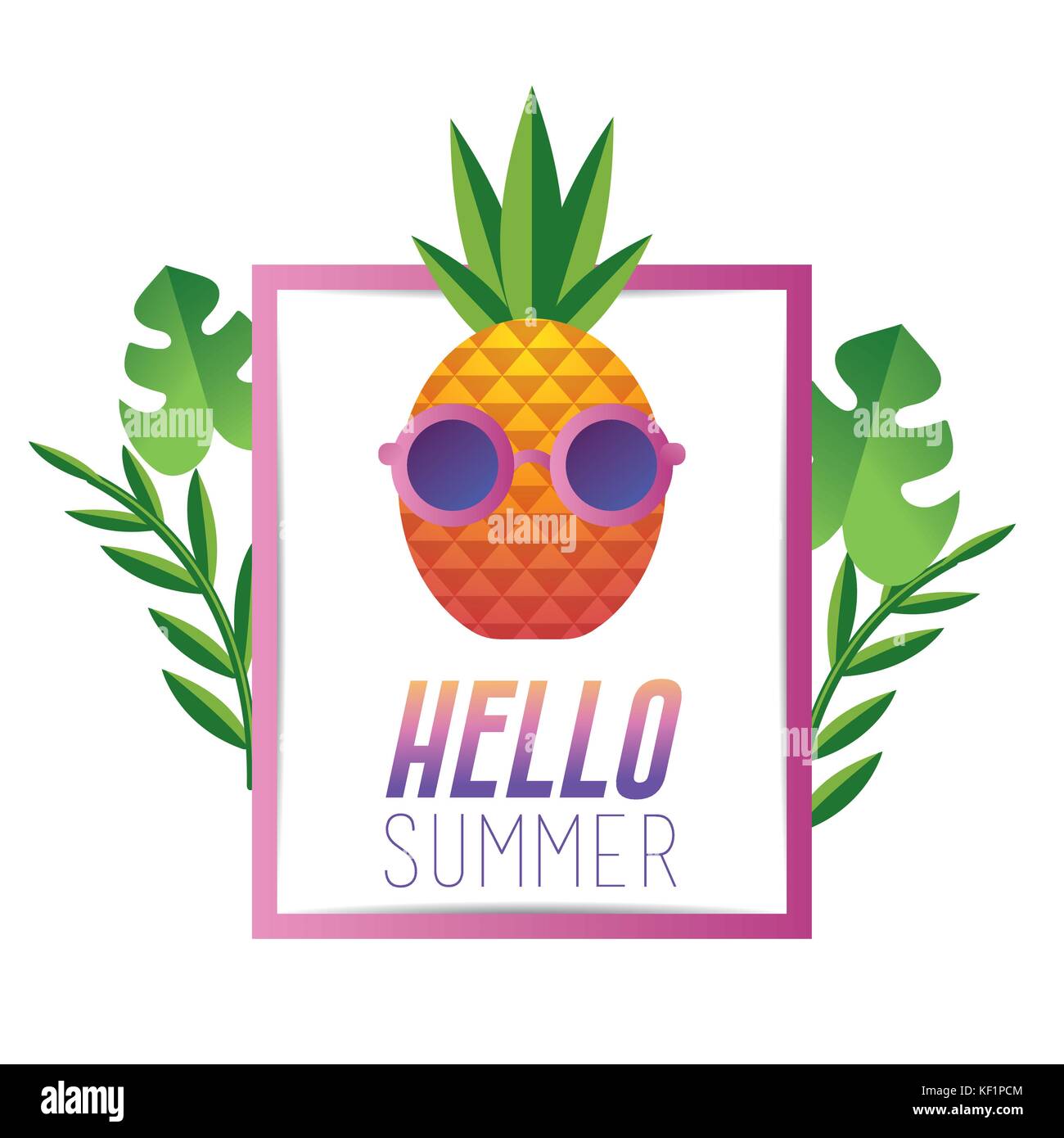 summer vacation with tropical pineapple fruit Stock Vector Image & Art ...