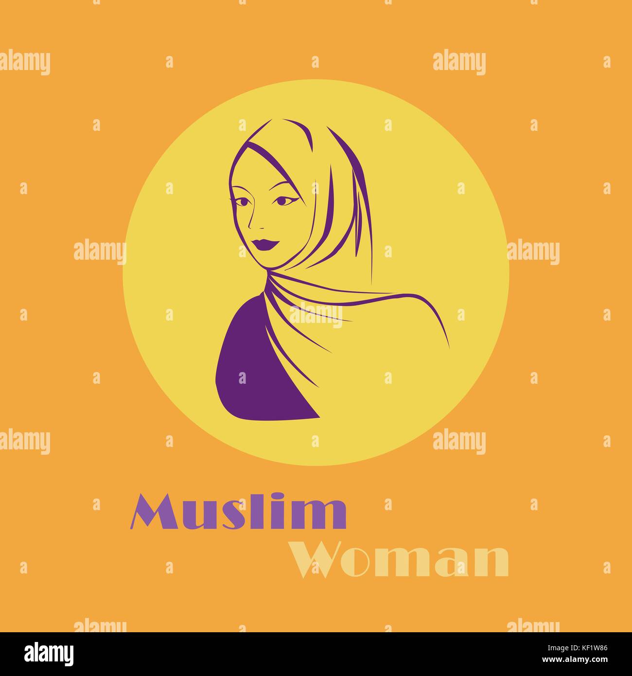 beautiful face of arabic muslim woman in hijab Stock Vector