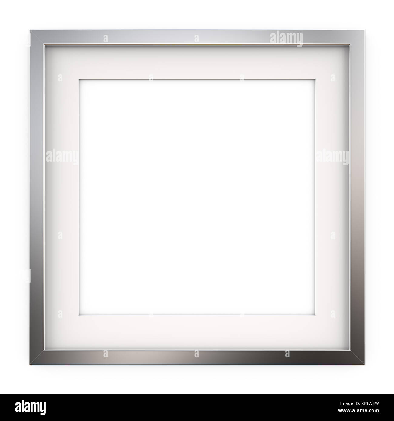 3D render of Classic Square Metal Frame with white Passe-partout. Blank for Copy Space. Stock Photo