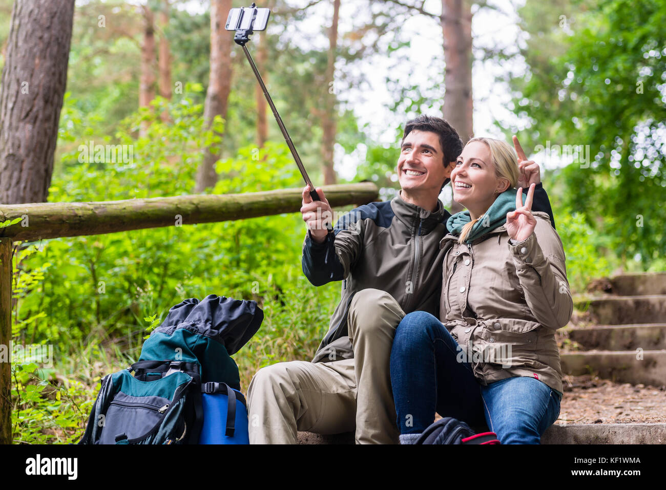 Couple man woman hiking hi-res stock photography and images - Alamy