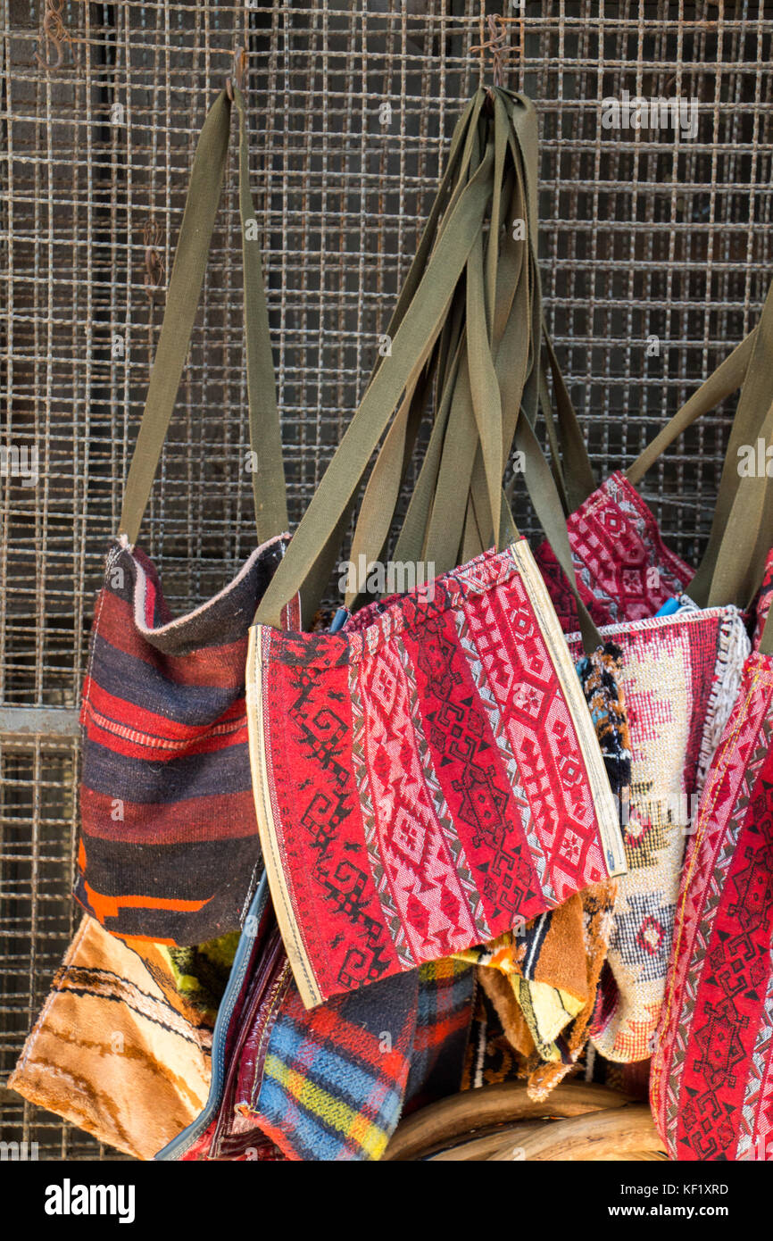 Traditional style handmade woven bags made of fabric Stock Photo - Alamy