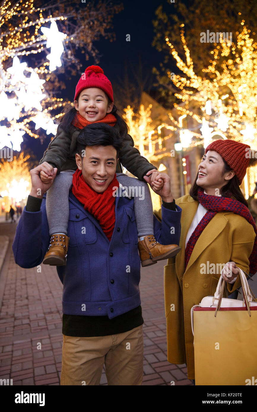 Happy family holiday shopping Stock Photo Alamy