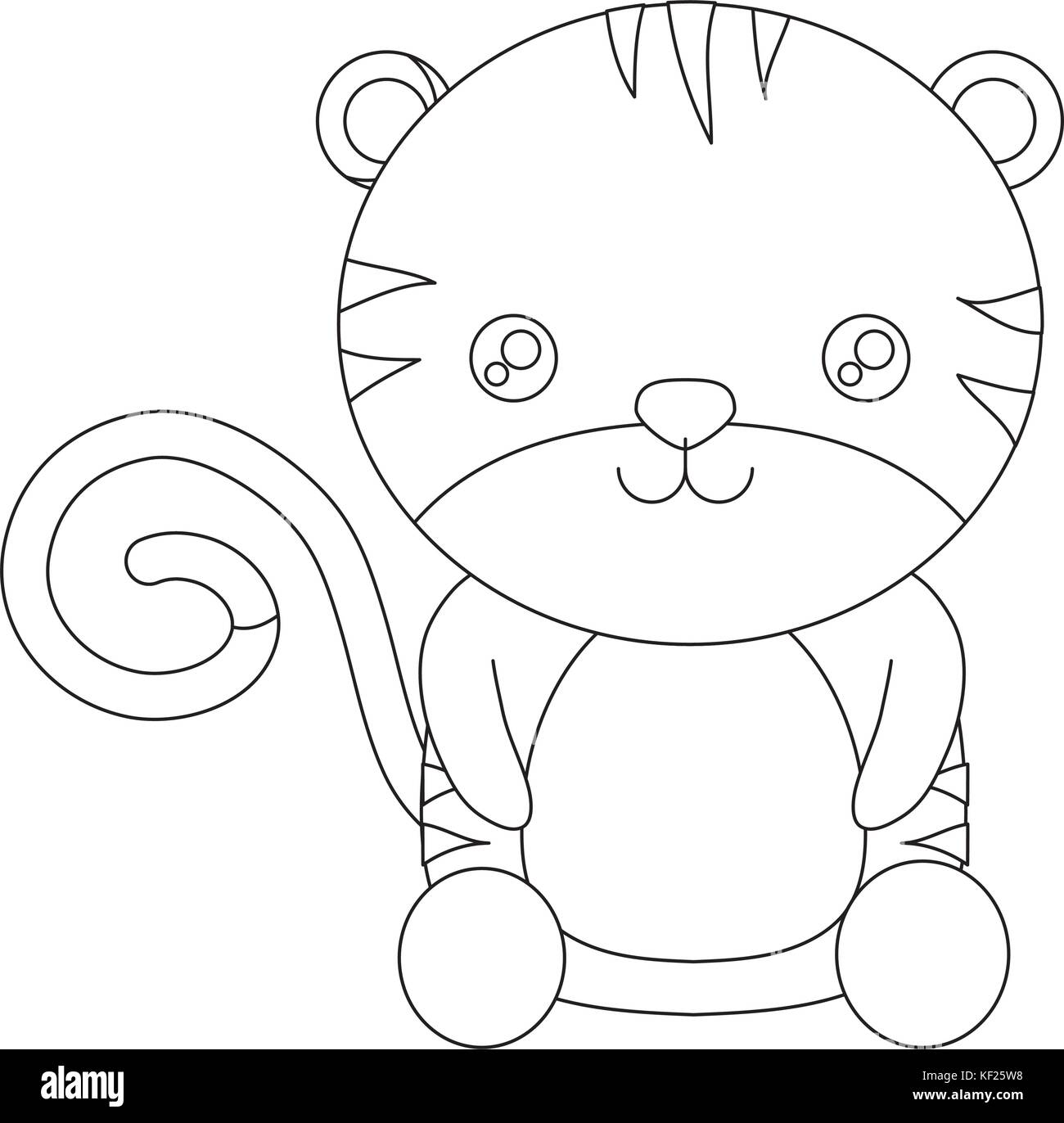 cute tiger icon over white background vector illustration Stock Vector ...