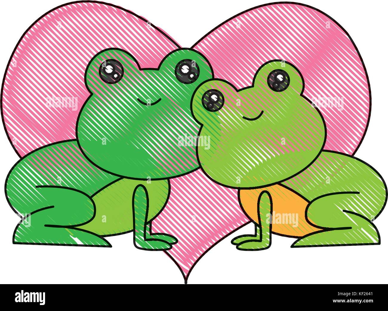 cute couple of frogs icon over white background colorful design vector ...