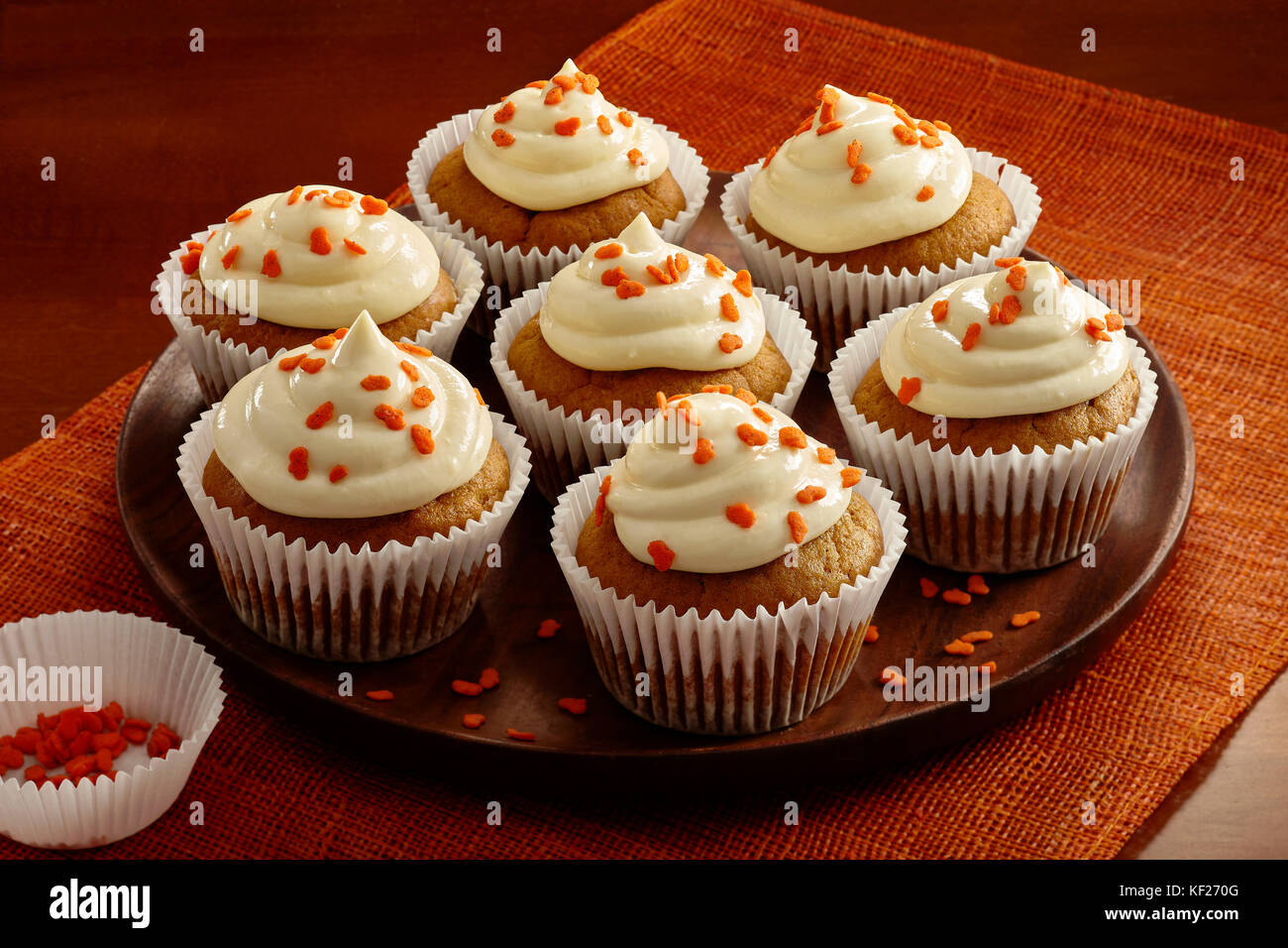 Pumpkin spice honey cupcakes Stock Photo