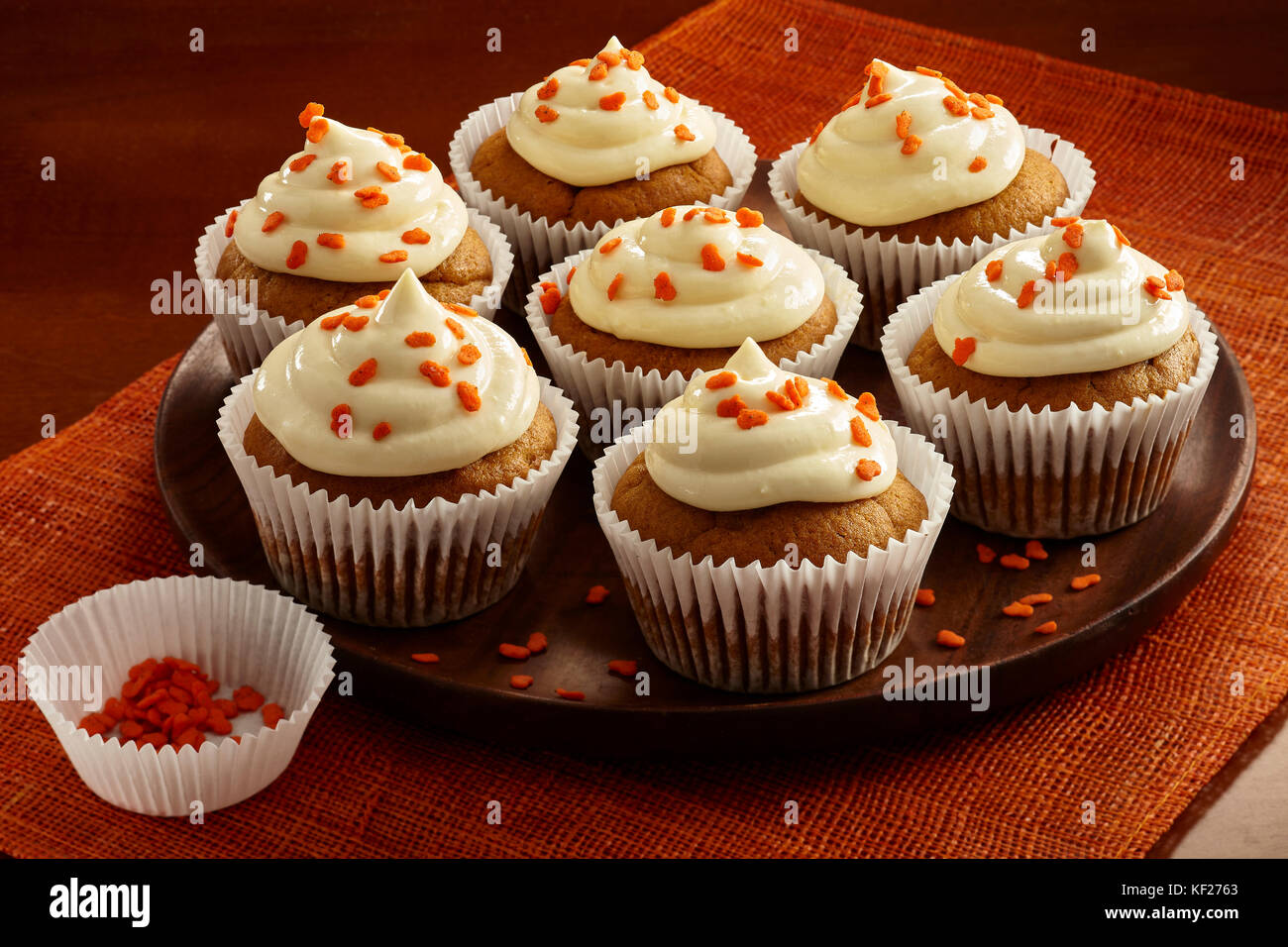 Pumpkin spice honey cupcakes Stock Photo