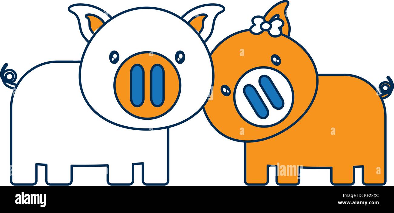 couple of pig icon over white background vector illustration Stock ...