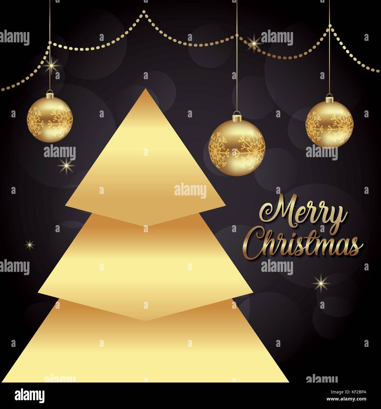 merry christmas design with pine tree and decorative balls icon over ...