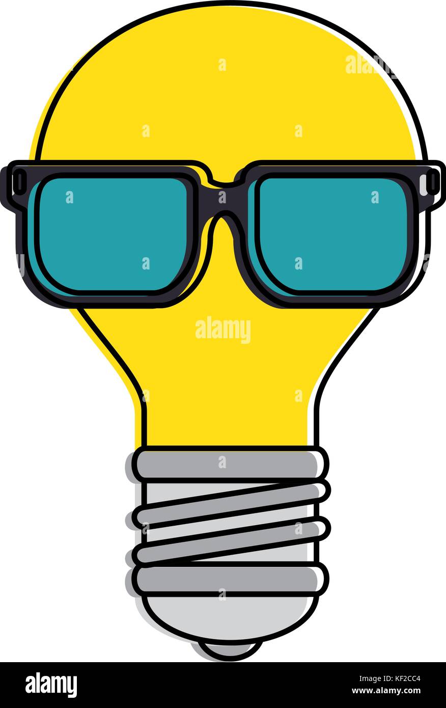 bulb light with sunglasses vector illustration design Stock Vector ...
