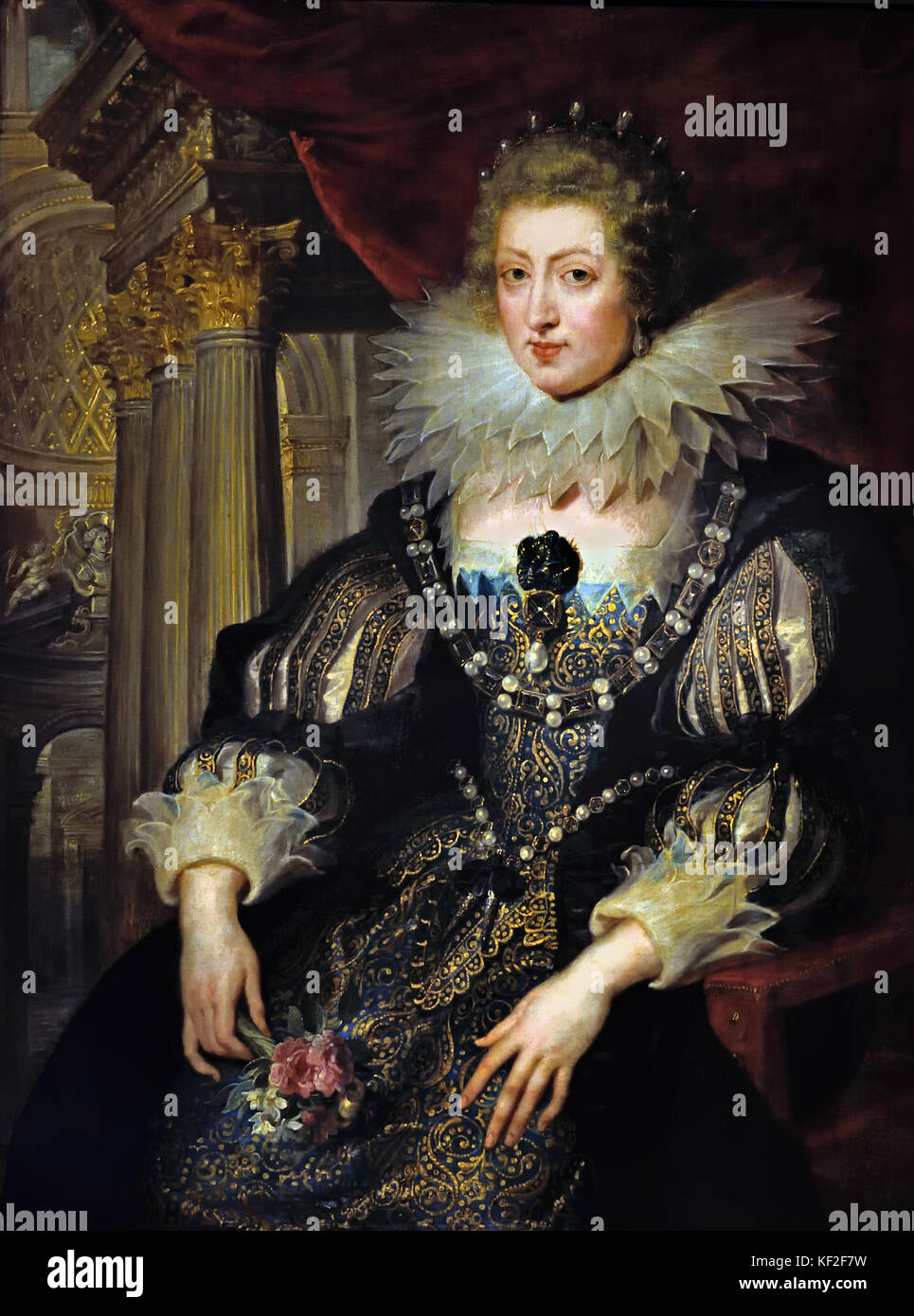Anne d'Autriche Épouse de Louis XIII Roi de France - Anne of Austria Wife of Louis XIII King of France 1625  Peter Paul Rubens (1577–1640) Painter in the Flemish Baroque tradition .Antwerp, Antwerpen, Belgium, Stock Photo