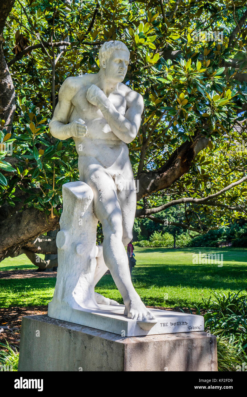 Australia, New South Wales, Sydney, Royal Botanic Garden, marble statue 'The Boxer' Stock Photo