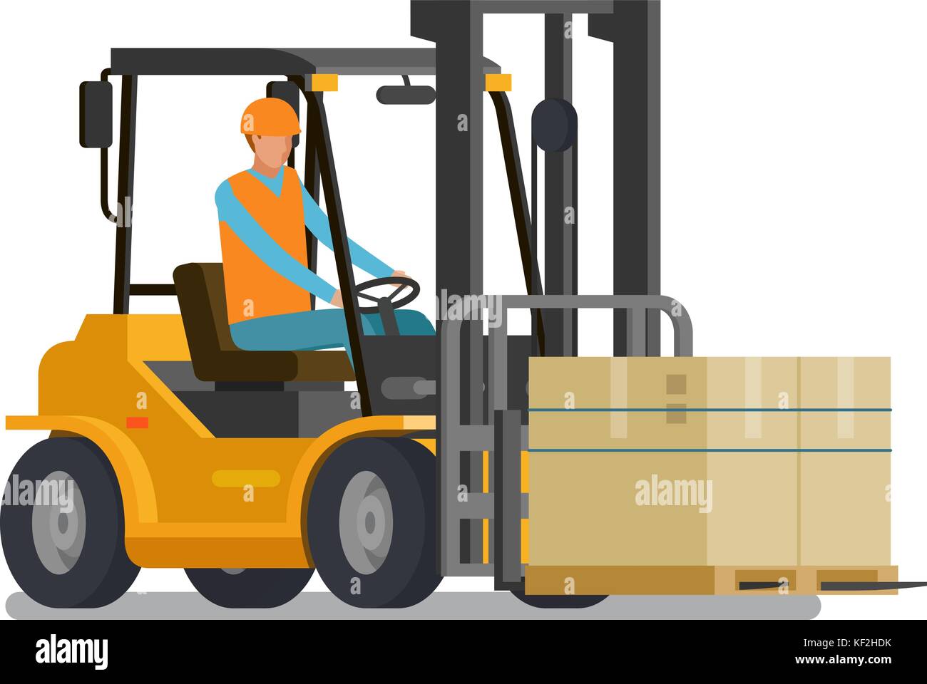 Forklift, lift truck. Warehouse, logistic, storage concept. Vector illustration Stock Vector
