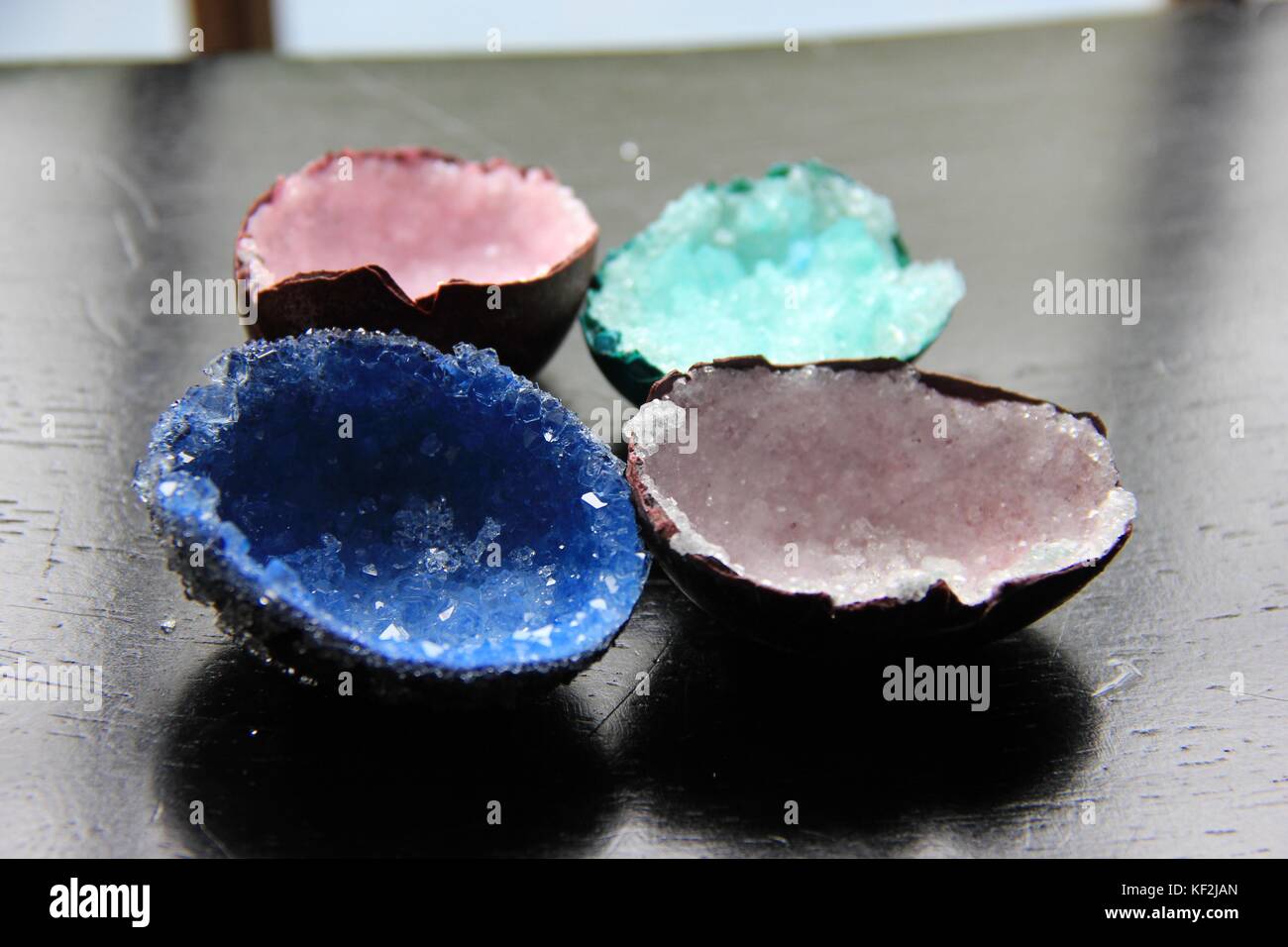 egg crystal geodes Stock Photo