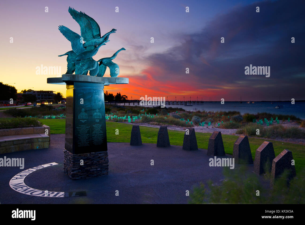 Wild Geese, Catalpa Memorial, Palm Beach Rockingham, Western Australia Stock Photo