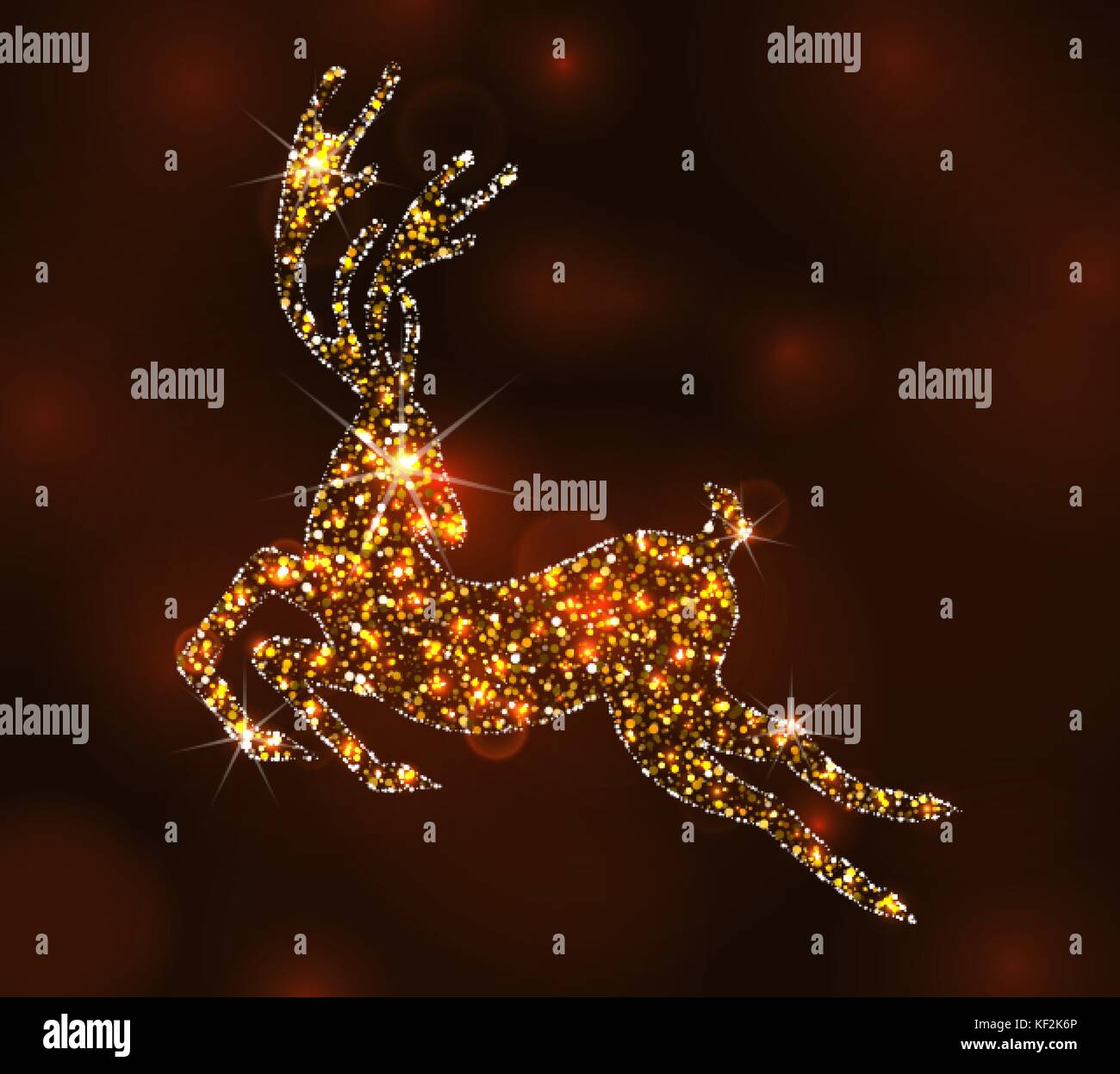 Christmas Light Deer for Happy New Year, Running Stag Stock Vector Image & Art Alamy