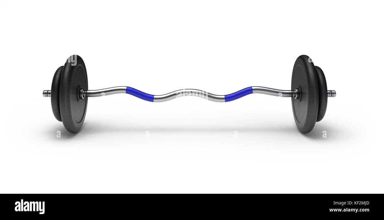 Barbell with plastic concretefilled weights Stock Photo Alamy