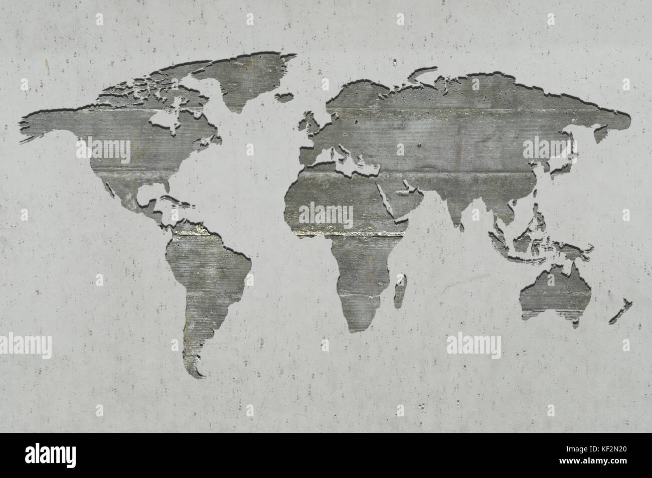 World map on reinforced concrete Stock Photo Alamy